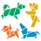 Origami Dogs Icon Set