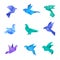 Origami dove. Pigeon birds from paper stylized polygon geometrical abstract animals vector origami collection