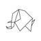 Origami elephant. Geometric line shape for art of folded paper. Logo template. Vector.
