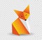 Origami fox vector. Orange, foxy and white color.
