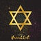 Origami golden Star of David. Happy Hanukkah.