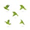 Origami green birds icons set vector illustration