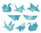 Origami hand drawn vector set, watercolor style