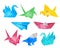 Origami hand drawn vector set, watercolor style