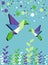 Origami hummingbird couple spring time