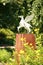 A origami metal statue of Pegasus the divine mythical horse