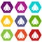 Origami mountain icons set 9 vector