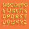 Origami Orange Flat Font. Vector Alphabet Set. Latin letters