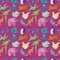 Origami paper animals geometric game japanese toys design seamless pattern vector illustration.