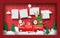 Origami Paper art of blank photo with Santa Claus and friends on a Christmas train in frame