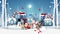 Origami Paper art Landscape of Christmas party with Santa Claus and cute character in snow town