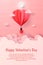 Origami Paper art of Valentines Postcard, couple on the heart shape balloon on the sky with copy space