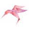 Origami paper bird. illustration.Polygonal shape.Art of paper folding.Japan origami crane,pigeon. Flying bird on