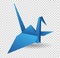 Origami paper bird. Vector illustration. Polygonal shape. Art of paper folding. Japan origami crane, pigeon. Flying bird