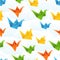 Origami paper birds flight abstract background