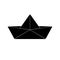 Origami paper boat black and white symbol