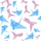 Origami Paper Crane Background Pattern. Vector