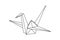 Origami paper crane bird. Geometric line shape for art of folded paper. Japanese origami. Vector