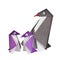 Origami. Paper figures of penguins