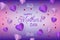 Origami paper violet hearts on gradient background for Moithers Day sale banner.