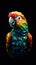 Origami Parrot on Dark Background AI Generated