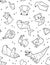 Origami pattern background with outline animals