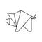Origami pig. Geometric line shape for art of folded paper. Logo template. Vector.