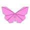 Origami pink butterfly icon, cartoon style