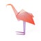 Origami pink paper flamingo