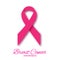 Origami Pink ribbon, paper cut breast cancer awareness symbol.