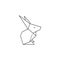 Origami Rabbit Icon in a Trendy minimalistic Linear Style. Folded Paper Animal Figures. Vector Illustration