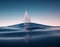 Origami sailboat floating in the blue sea .Journey and travel concept