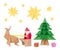 Origami santa clause, deer, Christmas tree and stars