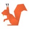 Origami squirrel icon, cartoon style