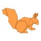 Origami squirrel icon, cartoon style