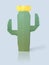 Origami succulent cactus with yellow flowers on a pale blue background