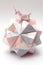 Origami unicorn riding paper ball