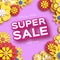 Origami Yellow Super Spring Sale Flowers Banner. Paper cut Floral card. Spring blossom. Happy Womens Day. 8 March. Text