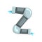 Original alphabet letter Z made of gray water pipes.