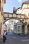 The original arch between the houses on the street in the central part of Trier