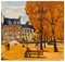 Original composition in red and yellow about Place des Vosges in Paris