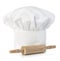 Original cooks cap with wooden rolling-pin.