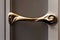 Original designer shiny door handle on grey brown door