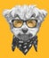 Original drawing of Maltese Poodle with glasses and scarf.