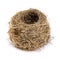 Original empty bird\'s nest close-up isolated on a white background.