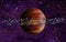 Original Exotic fantasy orange Alien Planet with asteroid belt around it