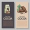 The original finest chocolate vector packaging design label. Typography and cocoa powder pack and cocoa branch with