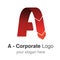 Original font alphabet. Letter A, corporate logo design, red icon