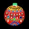 Original handmade red christmas ball decoration on blac