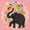 original Happy Holi design with elephant on floral indian background